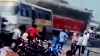 On Cam: Truck rammed passenger bus on a busy road in Dausa