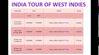 India vs West Indies Test Series 2016 Match Schedule - Time Table