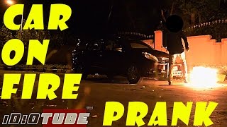 Hidden Camera: Car Catching Fire Prank - iDiOTUBE