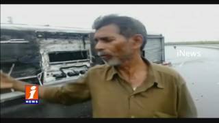 Orange Travels Private Bus Rolls Over At Prakasam Dist | 10 Injured | iNews