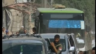 Raw: Buses Leaving Daraya, Syria With Evacuees