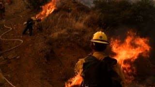 Raw: Wildfire Forces Evacuations East of LA