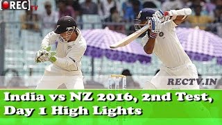 India vs Newzealand 2016 2nd Test Day 1 Highlights - latest sports news updates