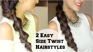 2 Subtle Twist Side Braid Hairstyle For Medium / Long Hair Using Hair Extensions - Indian Hairstyles