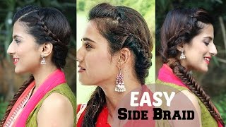 5 Minute EASY Side BRAIDED Indian Hairstyle For Diwali / Disha Patani / Fishtail Braid Hairstyles
