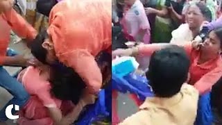 Women Fight Outside a Bank in Patna