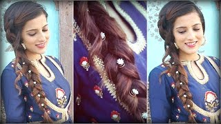 EASY Hairstyle For Indian Wedding Occasions For Medium To Long Hair/ Indian Party Heatless Hairstyle