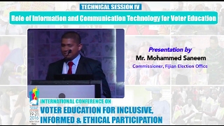 Presentation by : Mr. Mohammed Saneem, Commissioner, Fijian Election Office