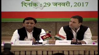 Congress VP Rahul Gandhi and UP CM Akhilesh Yadav's joint press conference