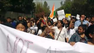 Students protest against ABVP in Delhi University