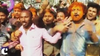 BJP supporters in UP celebrate party lead #ElectionResults