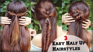 1 Min Everyday Quick Easy Half Up Half Down Bun Hairstyle