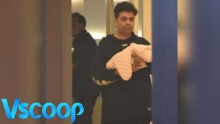 Karan Johar Enters Home Carrying Baby Roohi & Yash In His Arms #Vscoop