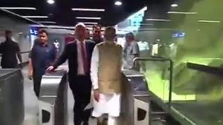 Modi, Australian PM travel by Delhi Metro