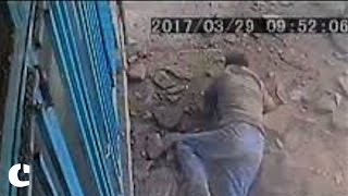 Sewer hole blows up in man's face as he drops cigarette butt in it in Tehran, Iran