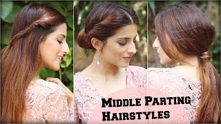 3 CUTE & EASY Everyday Middle Partition Hairstyles For School, College, Work/ Indian Hairstyles