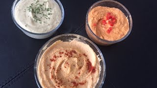 3 easy Hummus Recipes | 3 Hummus Flavours | Simple Chickpea Dip Recipes | Healthy snack ideas