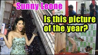 Sunny Leone's car in this sea of fans in Kochi