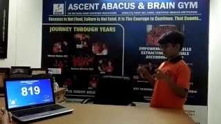 Ascent Abacus student Pratik Dash setting new records in Concentration tripledigit with1sec