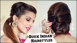 Easy Hairstyle For Indian Wedding Occasions For Medium Long