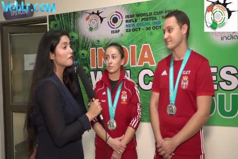 Silver Winning Medalist - Milutin Stefanovic and Andrea Arosvic of Serbia Team Exclusive Inteview - ISSF WCF