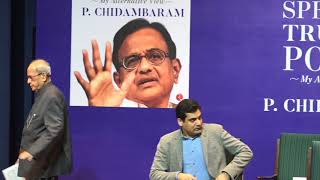 Former President Pranab Mukherjee launches former FM P. Chidambaram's book Speaking Truth To Power.