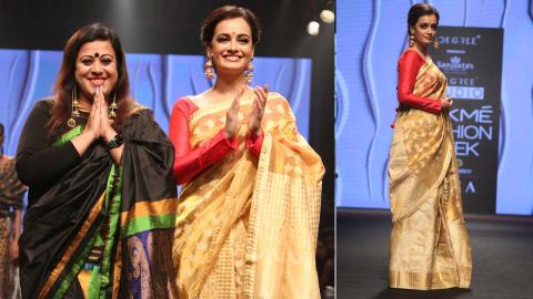 Dia Mirza Walks On Ramp For Sanjukta Dutta At Lakmé Fashion Week 2018