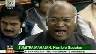 LoP Mallikarjun Kharge delivers Motion of Thanks to President's address to the Parliament