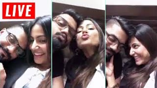 Hina Khan And Rocky Jaiswal CUTE KISS During LIVE CHAT