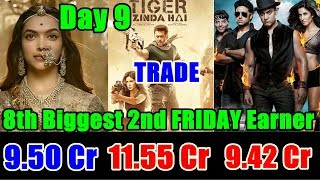 Padmaavat Vs Tiger Zinda Hai Vs Dhoom 3 Box Office Collection Comparison 2nd Friday (Day 9) I Trade
