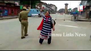 Independence Day : A Women Loudly sloganeering of patriotism at Lal Chowk Srinagar