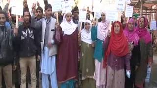 Contingent Paid Workers of Education Department protest in Kashmir