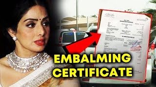 Here Is Sridevi's Embalming Certificate Issued By Dubai