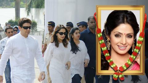 Watch : Madhuri Dixit Drops In To Pay One Last Visit To Late Colleague Sridevi