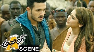 Akhil Finished Mambo Brother And Saves Tribals From Goons - Akhil Movie Scenes