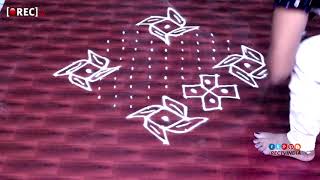 Festival rangoli design I muggulu designs with  15*1 dots | Ugadi Special | rectv india