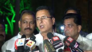 Randeep Surjewala addresses media in Constitution Club of India on Congress Plenary Session