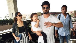 Shahid Kapoor With Mira And Cute Misha Spotted At Airport