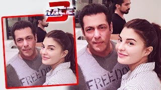Salman Khan And Jacqueline Cute Poses On RACE 3 SETS In Abu Dhabi