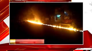 नरसिंहपुर - जलता तेल टैंकर लेकर 5 किलोमीटर तक भागा ड्राइवर - tv24