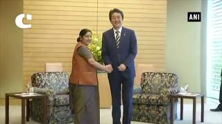 Sushma Swaraj meets Japanese PM Shinzo Abe