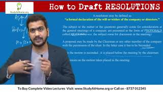 How to Draft Resolution in CS Exams by CS Tushar Pahade