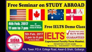 Free Seminar On Study Abroad 4th & 5th Feb 2017 By Sidra International Education Centre Gulbarga