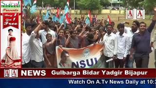 NSUI Propest : Provide Free Bus Passes For All Students of Govt Institutions  A.Tv News 15-7-2017