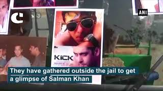 Fans gather outside Salman’s residence in Mumbai and Jodhpur Jail