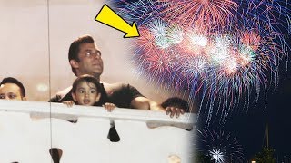 Salman Khan And Ahil Watching Firework From Balcony | Fans Welcome Salman | Blackbuck Case BAIL