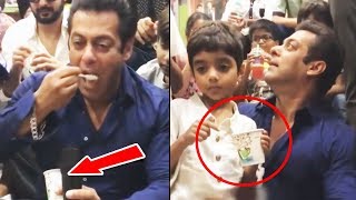 Salman Khan Eating Ice Cream With Nephew Yohan At School Annual Day Event