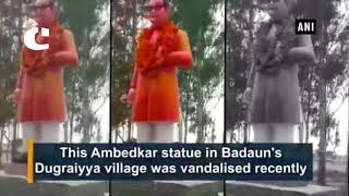 BR Ambedkar's statue rebuilt, painted in saffron in UP