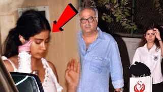Janhvi Kapoor With Boney Kapoor And Khushi SPOTTED At Arjun Kapoor's House