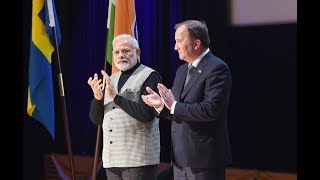 Rousing reception of PM Shri Narendra Modi by Indian community in Stockholm, Sweden.
